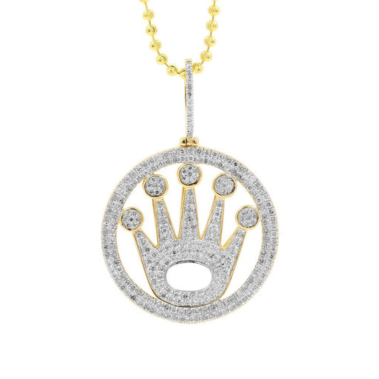 CROWN ICED OUT HIP HOP PENDANT VVS MOISSANITE DIAMOND PASSES DIAMOND TESTERS