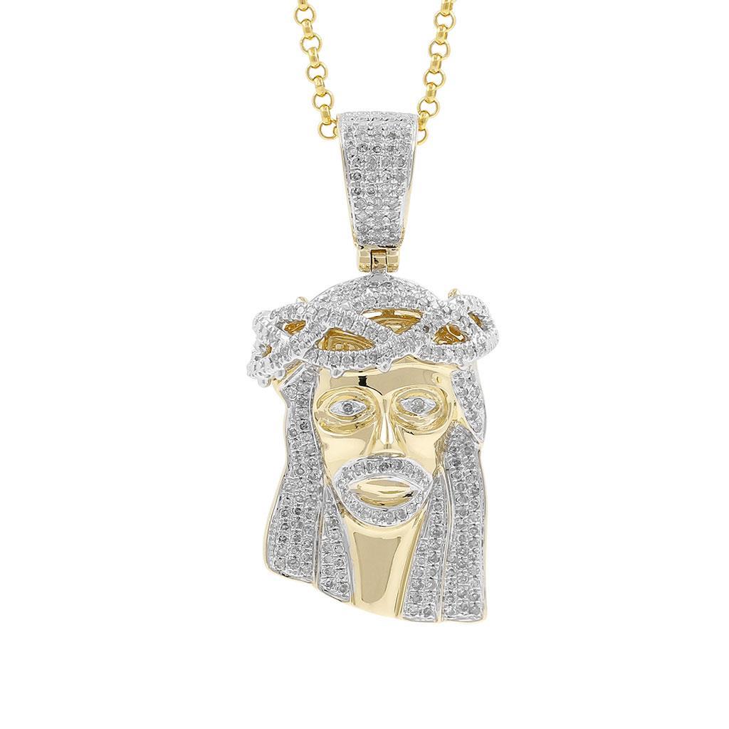 GOLD PLATED ICED OUT WITH VVS MOISSANITE HIP HOP JESUS FACE PENDANT