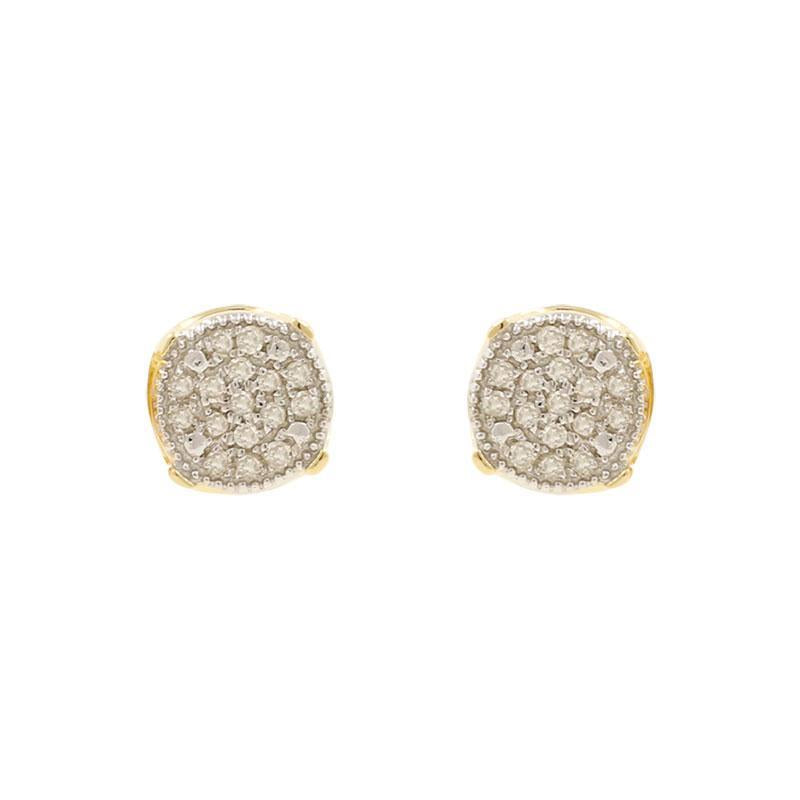 GOLD PLATED ROUND CLUSTER VVS MOISSANITE DIAMOND EARRINGS STUDS FOR MEN