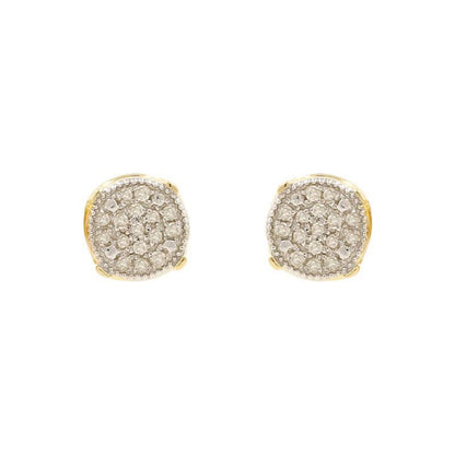 GOLD PLATED ROUND CLUSTER VVS MOISSANITE DIAMOND EARRINGS STUDS FOR MEN