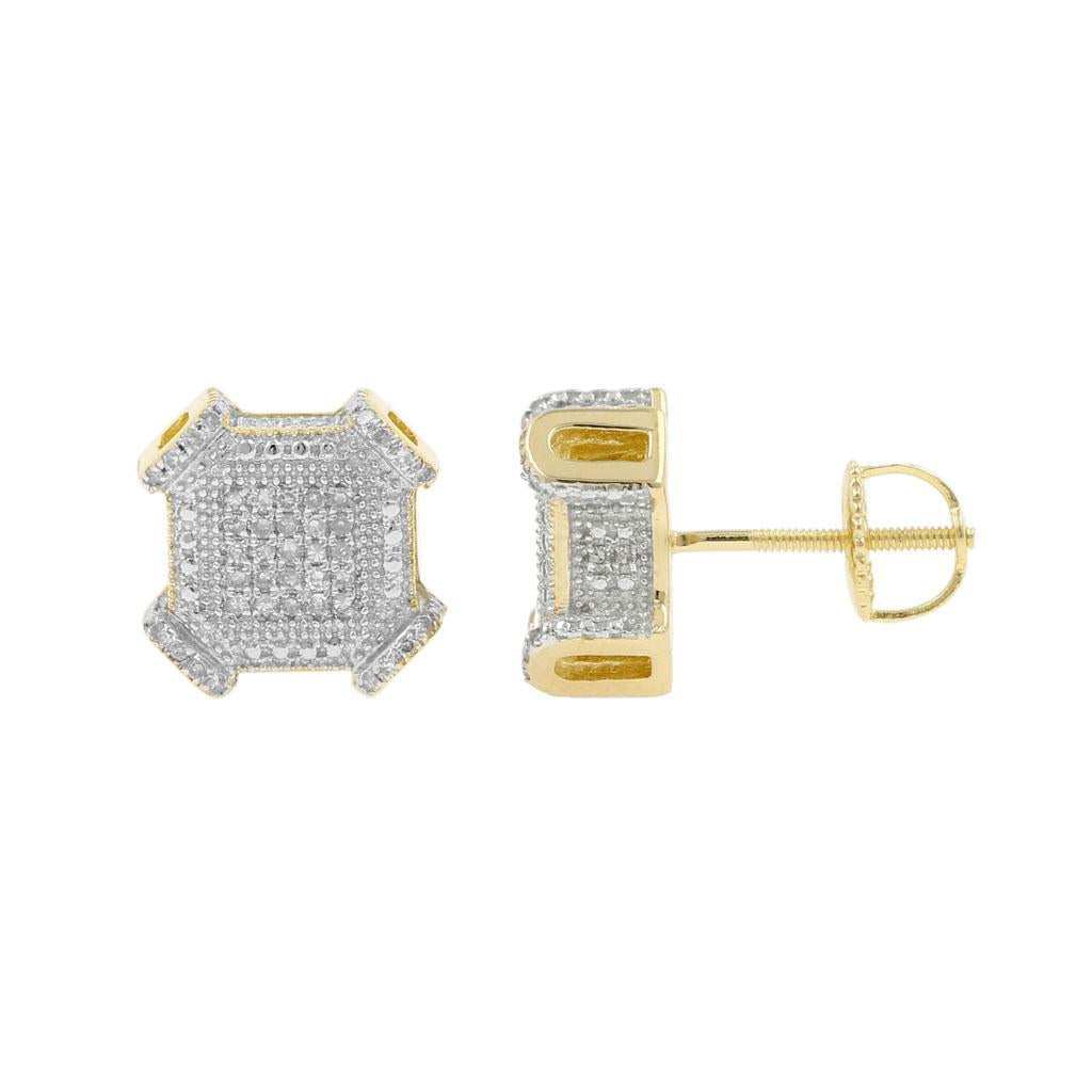 CUBE EARRINGS FOR MEN GOLD PLATED WITH ICED OUT MOISSANITE EARRINGS