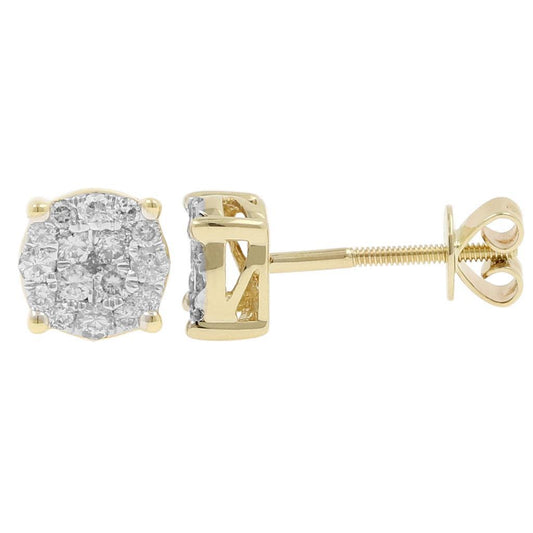 1/2CTW GOLD PLATED WITH REAL MOISSANITE DIAMONDS VVS FLOWER EARRING STUDS