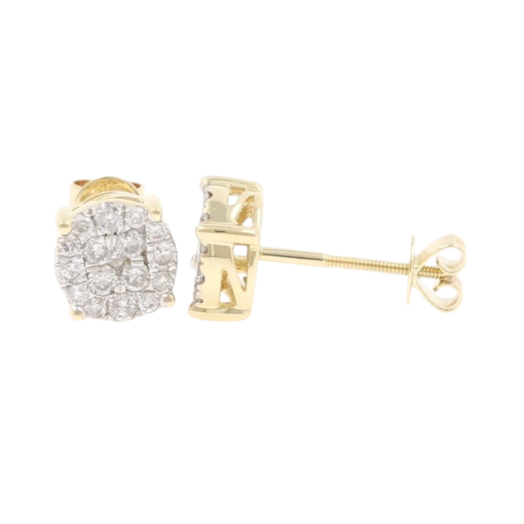 3/4CTW GOLD PLATED WITH REAL MOISSANITE DIAMONDS VVS FLOWER EARRING STUDS