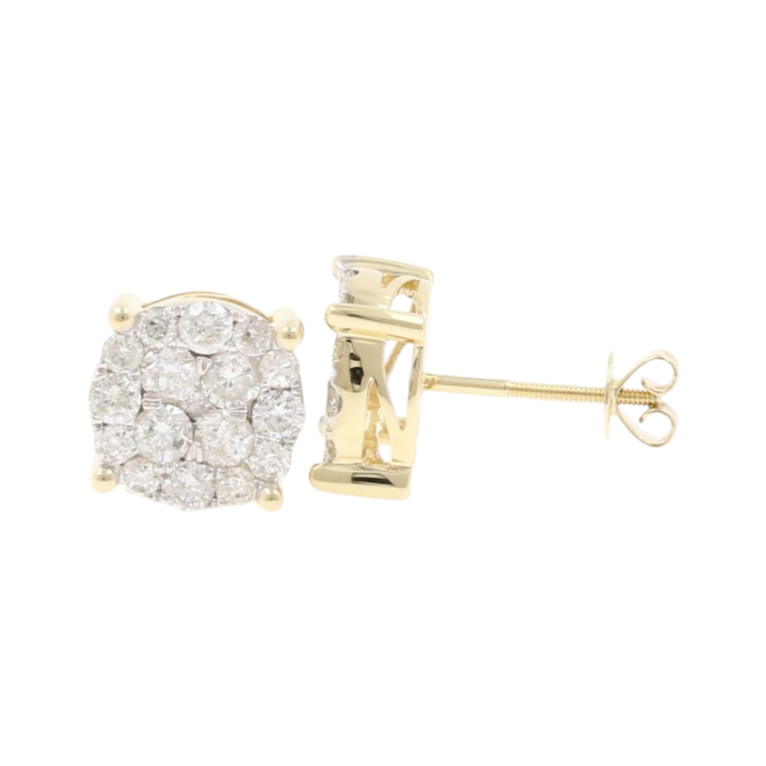 2CTW GOLD PLATED WITH REAL MOISSANITE DIAMONDS VVS FLOWER EARRING STUDS