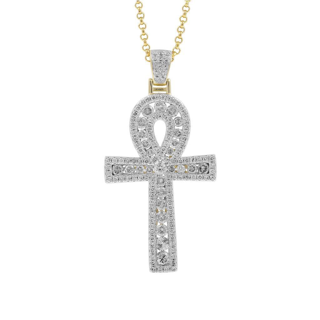 1 1/2 INCH ANCH CROSS HIP HOP PENDANT GOLD PLATED VVS MOISSANITE DIAMONDS