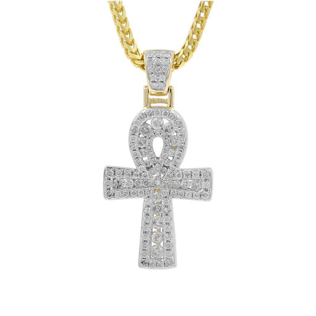 1 INCH ANCH CROSS HIP HOP PENDANT GOLD PLATED VVS MOISSANITE DIAMONDS