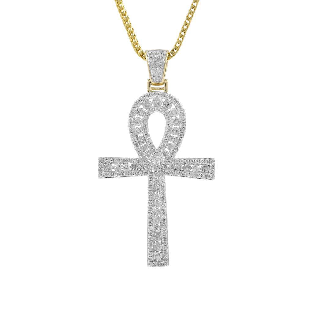 2 INCH ANCH CROSS HIP HOP PENDANT GOLD PLATED VVS MOISSANITE DIAMONDS