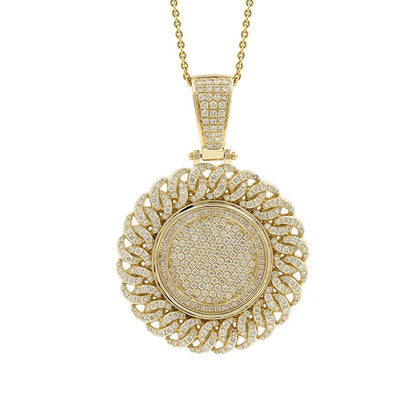 1.5 INCH CIRCLE HIP HOP ICED OUT CUSTOM PENDANT IN VVS MOISSANITE GOLD PLATED