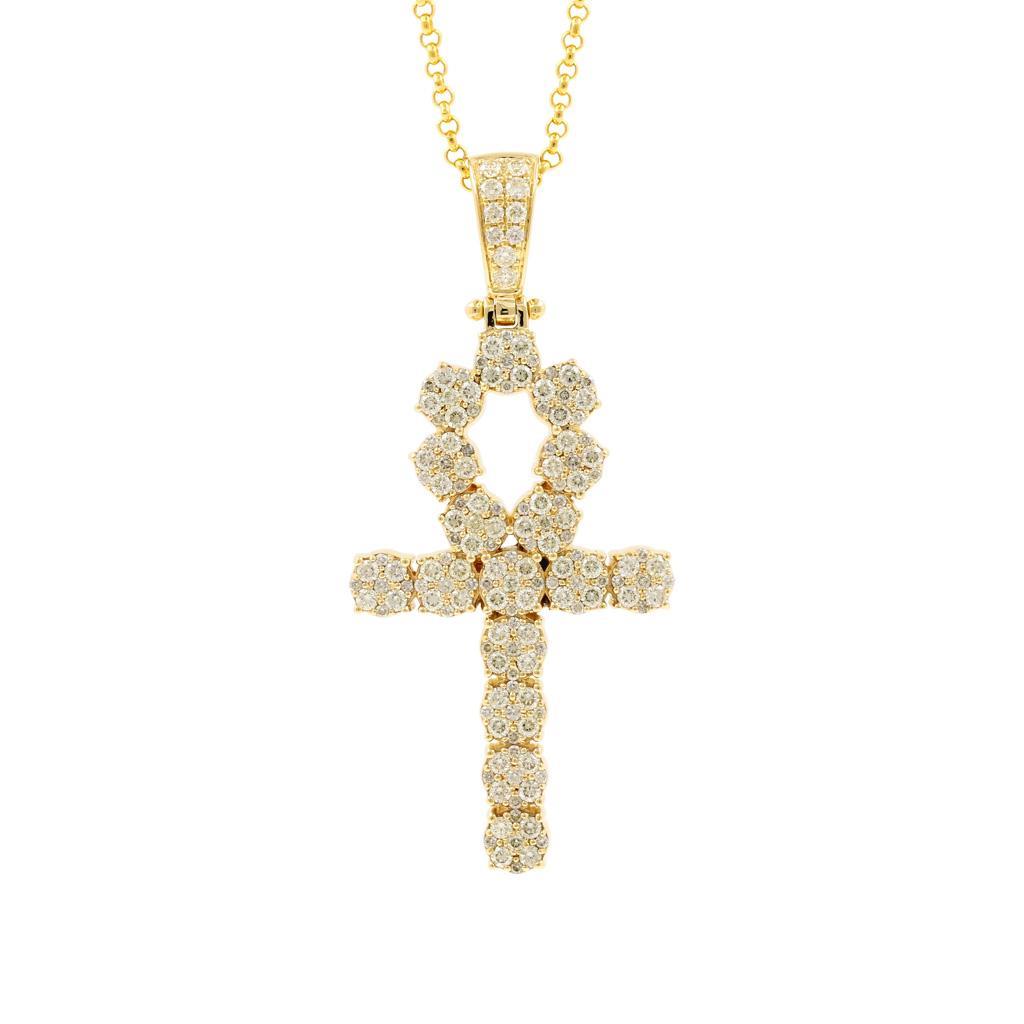 1 3/4CTW ANCH CROSS HIP HOP PENDANT GOLD PLATED VVS MOISSANITE DIAMONDS