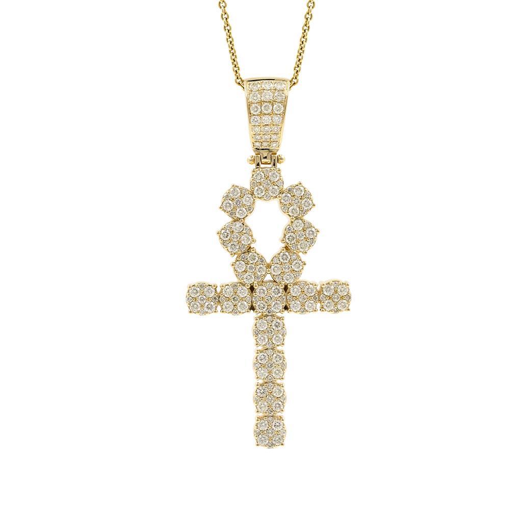 2CTW ANCH CROSS HIP HOP PENDANT GOLD PLATED VVS MOISSANITE DIAMONDS