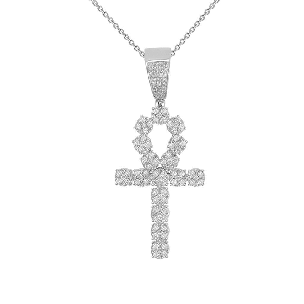 2 1/2CTW ANCH CROSS HIP HOP PENDANT GOLD PLATED VVS MOISSANITE DIAMONDS