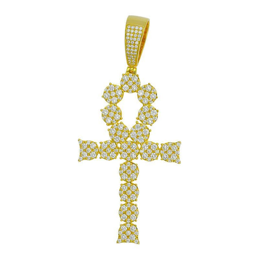 3CTW ANCH CROSS HIP HOP PENDANT GOLD PLATED VVS MOISSANITE DIAMONDS