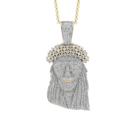 FULLY ICED OUT 2CT MOISSANITE DIAMONDS JESUS FACE PENDANT