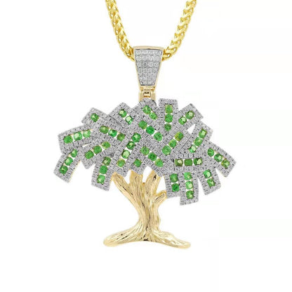 MONEY GROWS ON TREE CUSTOM ICED OUT MOISSANITE DIAMONDS HIP HOP PENDANT