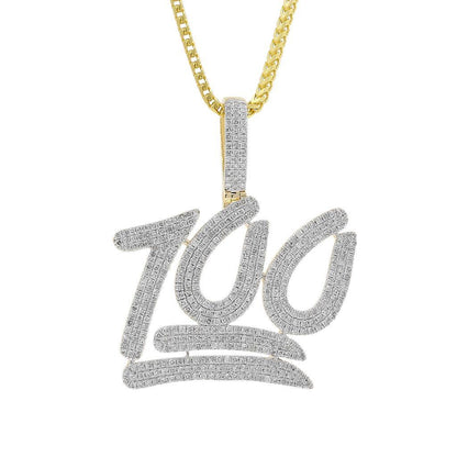 HIP HOP VVS ICED OUT MOISSANITE 100 SCORE PENDANT IN GOLD PLATED