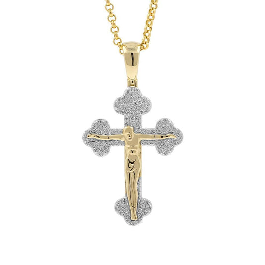 GOLD PLATED ICED OUT MOISSANITE DIAMONDS JESUS HANGING CROSS HIP HOP PENDANT