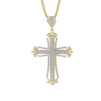 1 1/5CTW VVS MOISSANITE DIAMONDS ICED OUT HIP HOP CROSS PENDANT GOD PLATE