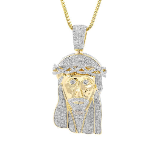 GOLD PLATED JESUS FACE REAL MOISSANITE DIAMONDS HIP HOP PENDANT