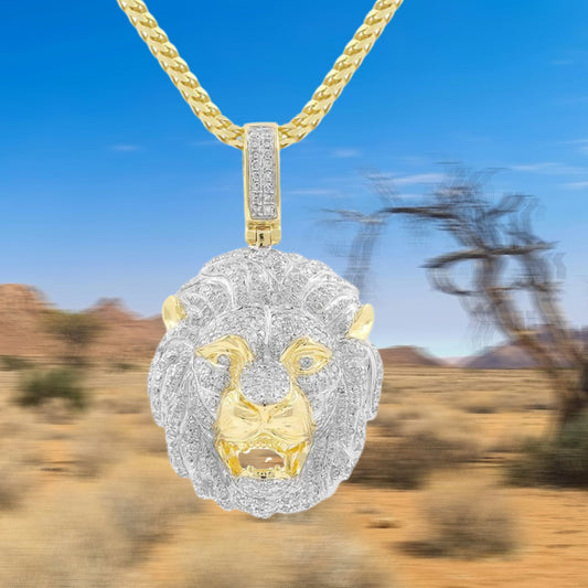 ROARING LION HIP HOP ICED OUT CUSTOM PENDANT IN VVS MOISSANITE GOLD PLATED