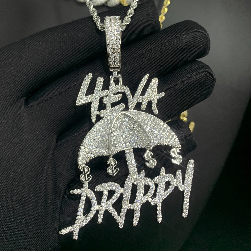 4EVA DRIPPY ICED OUT MOISSANITE DIAMONDS HIP HOP PENDANT GOLD PLATED