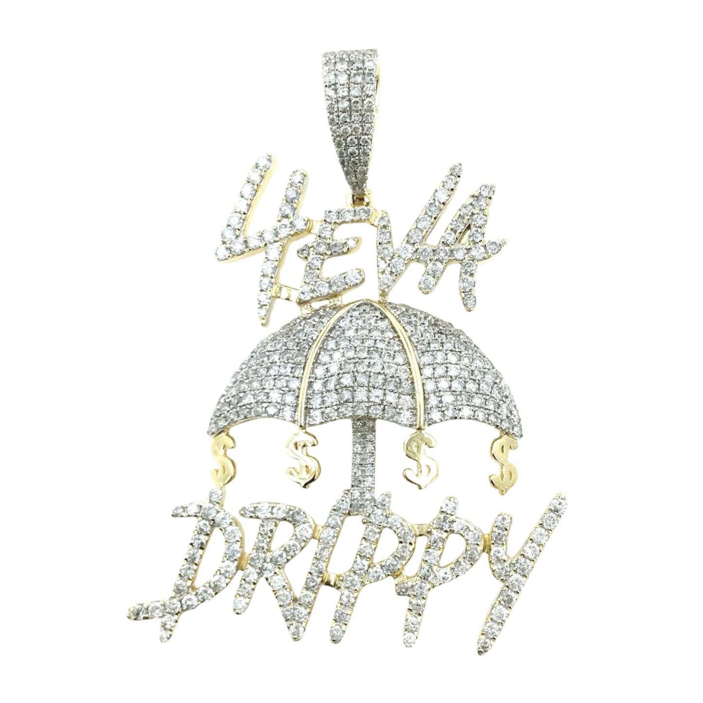 4EVA DRIPPY ICED OUT MOISSANITE DIAMONDS HIP HOP PENDANT GOLD PLATED