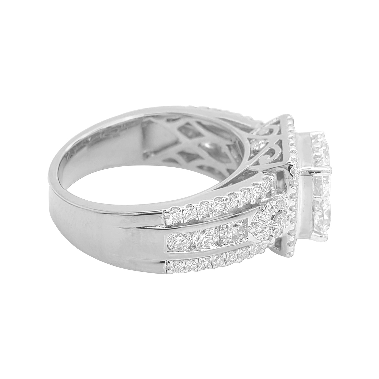 2CTW Iced Out Bridal Ring with F/VVS Real Moissanite Cluster Ring in 925 Sterling Silver