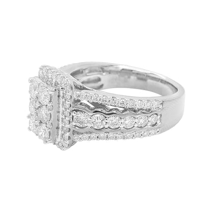 1 2/3CTW Cluster Iced Out Hip Ring with F/VVS Real Moissanite in 925 Sterling Silver