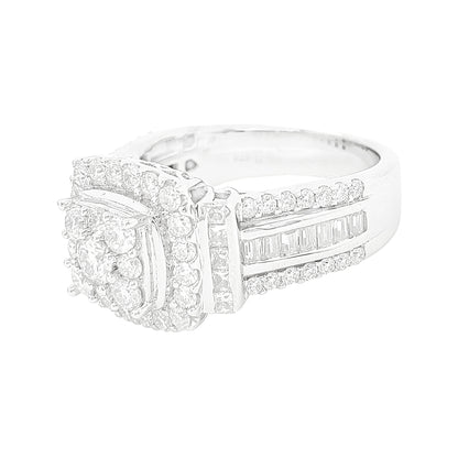 1 1/10CTW Iced Out Bridal Ring with F/VVS Real Moissanite Cluster Ring in 925 Sterling Silver