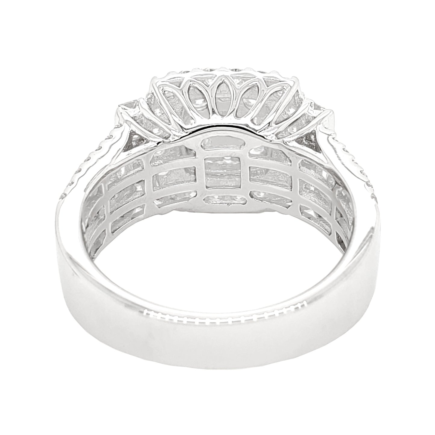 1 1/10CTW Iced Out Bridal Ring with F/VVS Real Moissanite Cluster Ring in 925 Sterling Silver