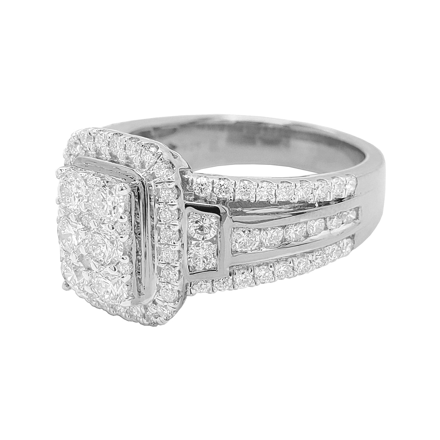 1 1/2CTW Iced Out Bridal Ring with F/VVS Real Moissanite Cluster Ring in 925 Sterling Silver