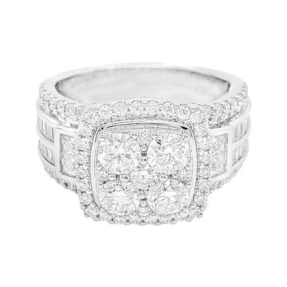 2 1/5CTW Cushion Cluster Iced Out Ring In Moissanite