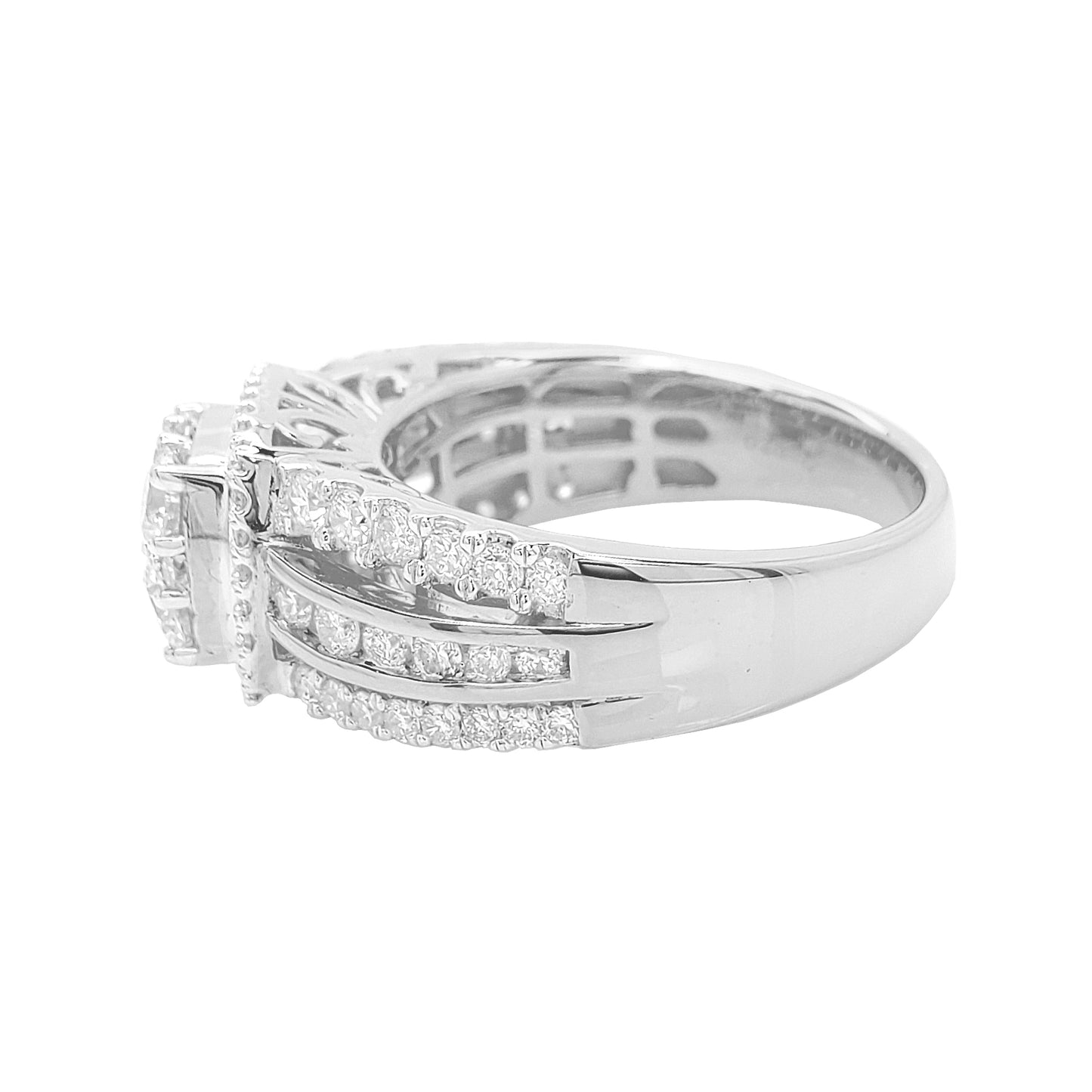 1 3/5CTW Iced Out Bridal Ring with F/VVS Real Moissanite Cluster Ring in 925 Sterling Silver