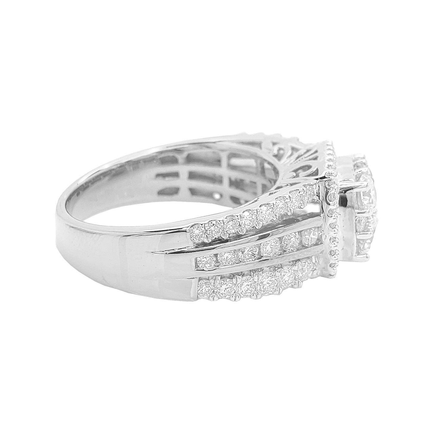 1 3/5CTW Iced Out Bridal Ring with F/VVS Real Moissanite Cluster Ring in 925 Sterling Silver