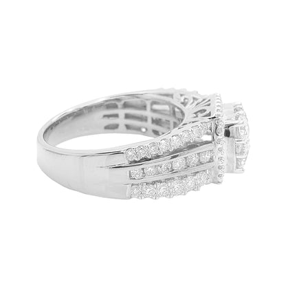 1 3/5CTW Iced Out Bridal Ring with F/VVS Real Moissanite Cluster Ring in 925 Sterling Silver