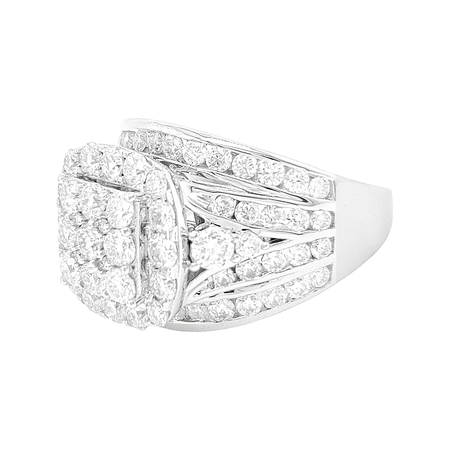 3 1/5CTW Iced Out Bridal Ring with F/VVS Real Moissanite Cluster Ring in 925 Sterling Silver