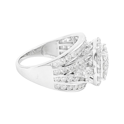 3 1/5CTW Iced Out Bridal Ring with F/VVS Real Moissanite Cluster Ring in 925 Sterling Silver