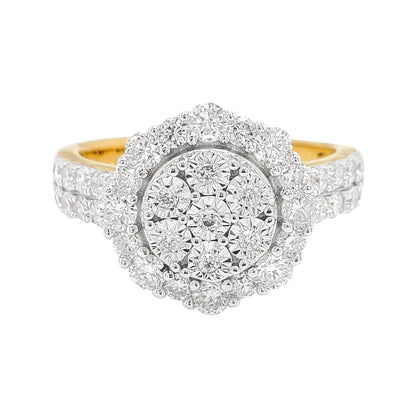 1CTW Iced Out Bridal Ring with F/VVS Real Moissanite Cluster Ring in 925 Sterling Silver