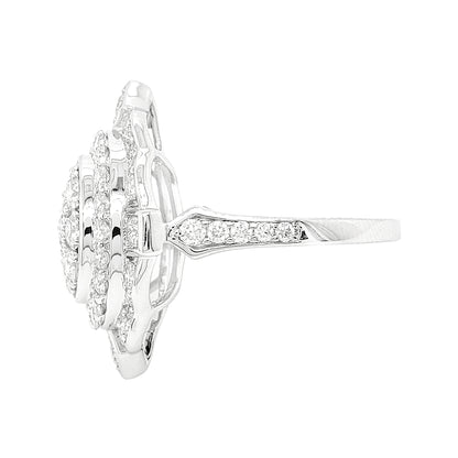 2CTW Iced Out Bridal Ring with F/VVS Real Moissanite Cluster Ring in 925 Sterling Silver