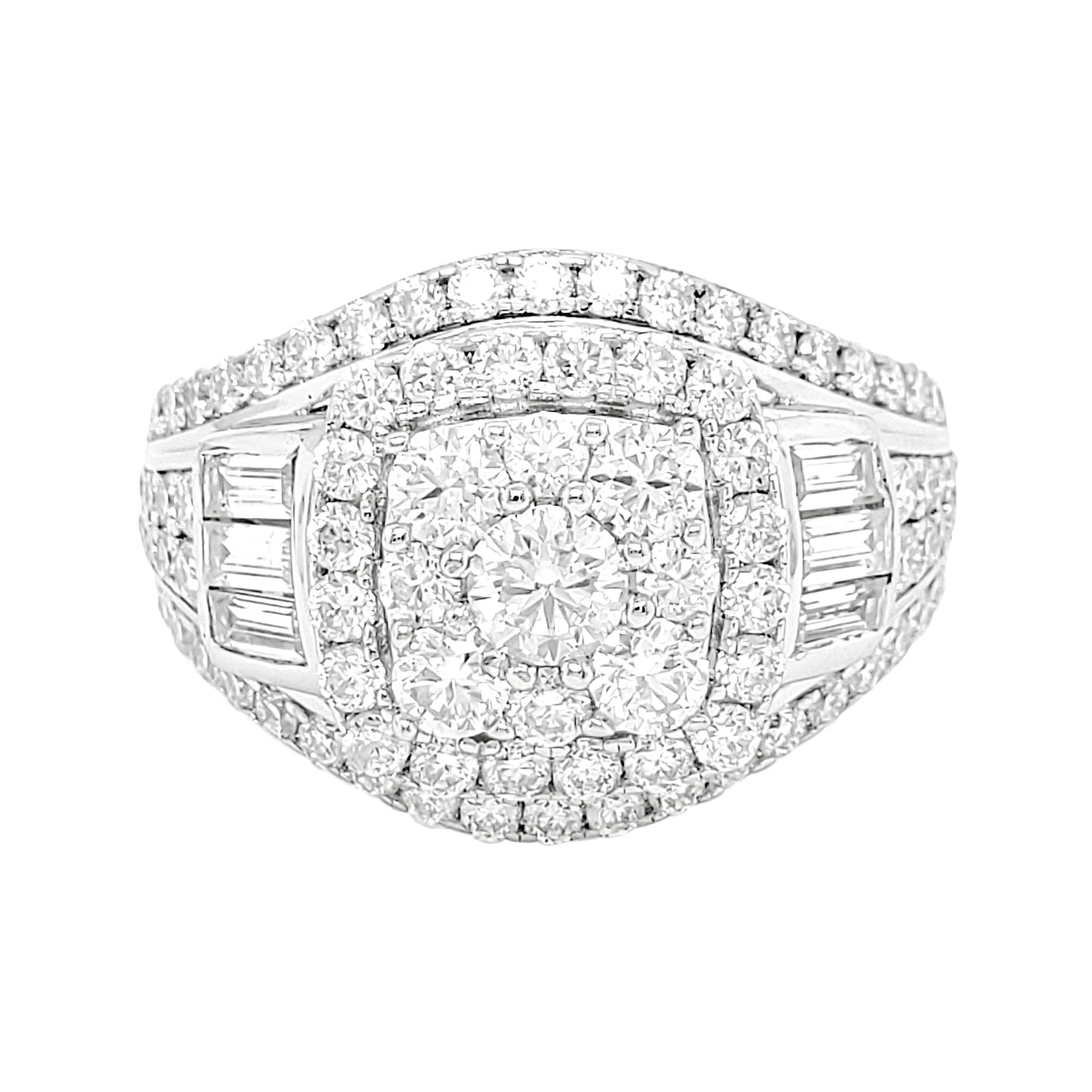 2.0 CTW Iced Out Bridal Ring with F/VVS Real Moissanite Cluster Ring in 925 Sterling Silver