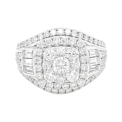 2.0 CTW Iced Out Bridal Ring with F/VVS Real Moissanite Cluster Ring in 925 Sterling Silver