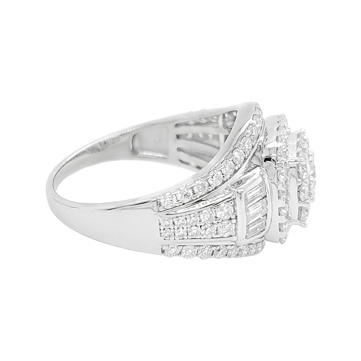 2.0 CTW Iced Out Bridal Ring with F/VVS Real Moissanite Cluster Ring in 925 Sterling Silver