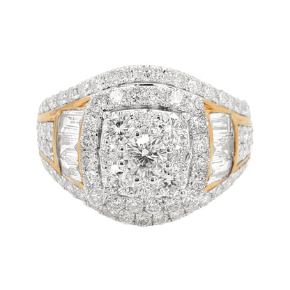 2.0 CTW Iced Out Bridal Ring with F/VVS Real Moissanite Cluster Ring in 925 Sterling Silver