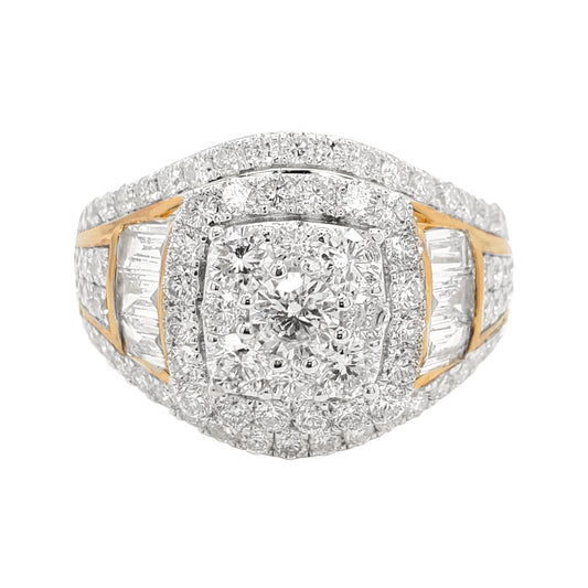 2.0 CTW Iced Out Bridal Ring with F/VVS Real Moissanite Cluster Ring in 925 Sterling Silver