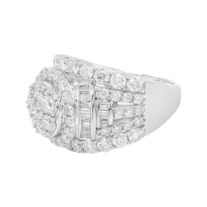 3 1/2CTW Iced Out Bridal Ring with F/VVS Real Moissanite Cluster Ring in 925 Sterling Silver