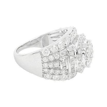 3 1/2CTW Iced Out Bridal Ring with F/VVS Real Moissanite Cluster Ring in 925 Sterling Silver