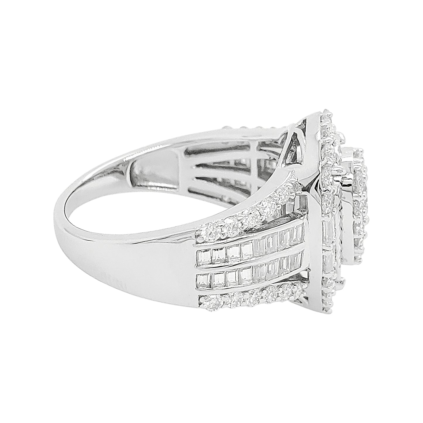 1 3/4CTW Iced Out Bridal Ring with F/VVS Real Moissanite Cluster Ring in 925 Sterling Silver