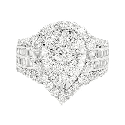 1 3/4CTW Iced Out Bridal Ring with F/VVS Real Moissanite Cluster Ring in 925 Sterling Silver