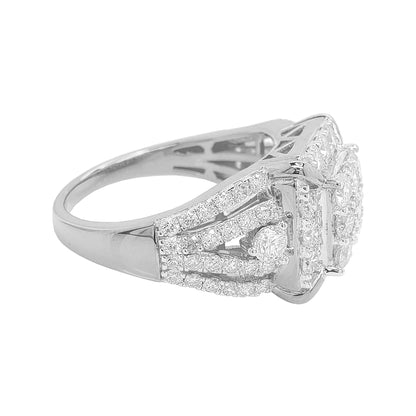 2CTW Iced Out Bridal Ring with F/VVS Real Moissanite Cluster Ring in 925 Sterling Silver