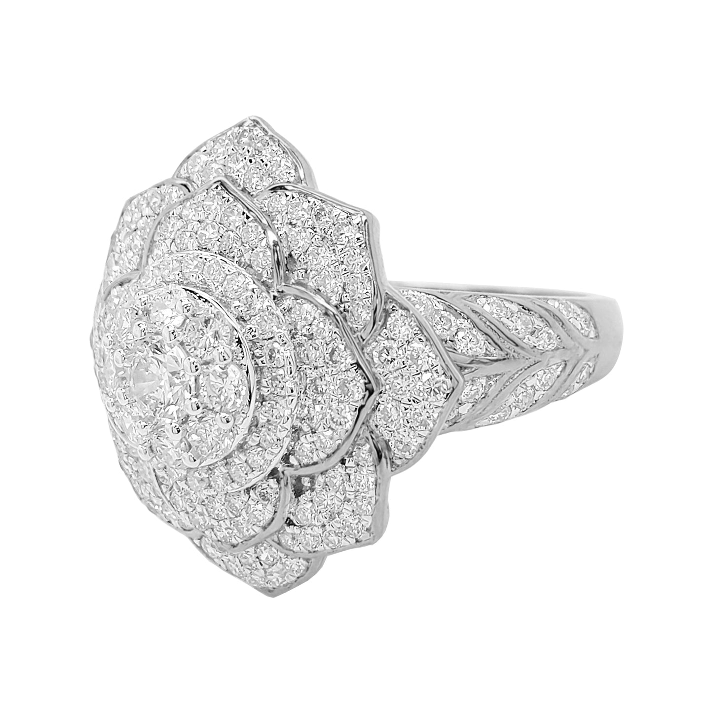 1 2/5CTW Iced Out Bridal Ring with F/VVS Real Moissanite Cluster Ring in 925 Sterling Silver