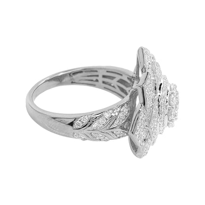 1 2/5CTW Iced Out Bridal Ring with F/VVS Real Moissanite Cluster Ring in 925 Sterling Silver